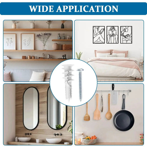 140 Piece Self Drilling Drywall Anchors And Screws Kit For Hanging Shelves Picture Frames Curtains No Pre Drilling Required Plastic Drywall Anchors With Galvanized Screws Built From Durable Nylon And Fiberglass For Strength And Longevity For Heavy