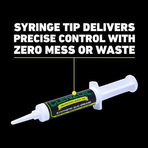 Synthetic Gun Grease Syringe For All Types Of Firearms And Guns, Heavy Duty Lubricant, 0.5 Oz, with a precise control tip