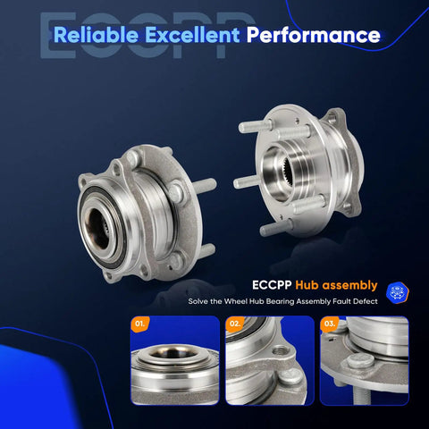 Front Wheel Hub And Bearing Assembly 513266 2Pcs Set Fits Hyundai Santa Fe 2007-2020 AWD Santa Fe Sport XL 2013-2019 Veracruz Kia Sorento And Rondo 2014-2017 Front Left And Right