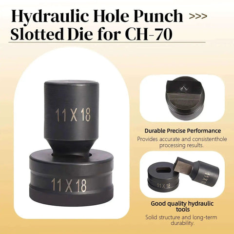 Front view of oval slotted die for CH-70 hydraulic press, replacement hole punch die, durable, suitable for copper and aluminum sheet metal.