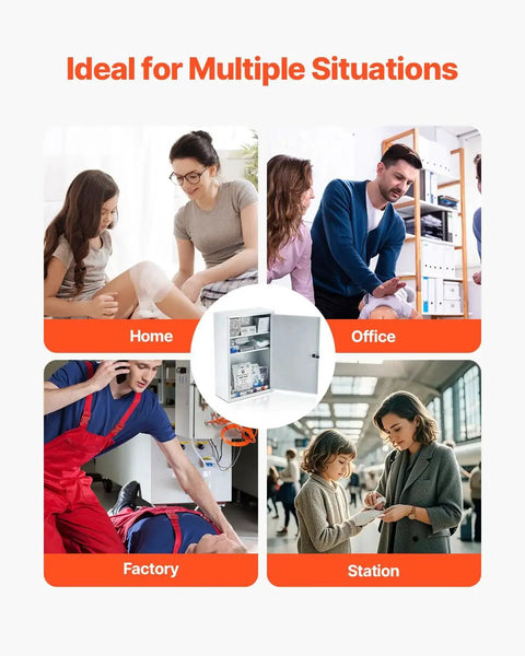 Ideal usage scenarios for Three Shelf First Aid Cabinet With One Thousand Piece Medical Supplies For Worksites Wall Mounted Steel Emergency Med Box That Keeps Your Crew Covered OSHA ANSI 2015 Class A Standards VEVOR.