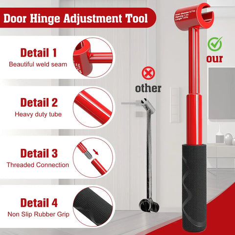 Four In One Pro Grade DIY Friendly Door Hinge Adjustment Tool Kit For Precise Gap Alignment And Smooth Operation in red steel