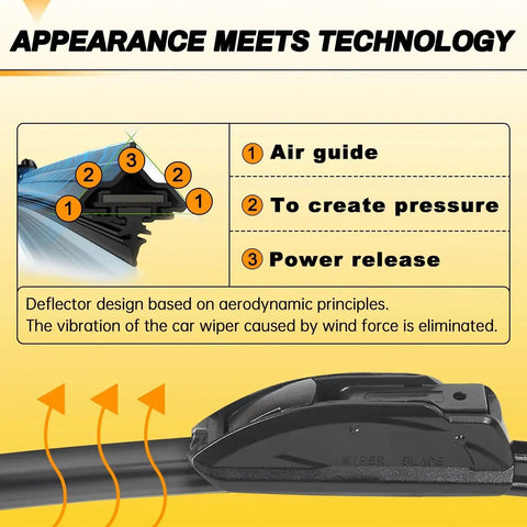 Premium All Season 26 Inch And 16 Inch Wiper Blades Pack Of Two OEM Quality showing aerodynamic design features.