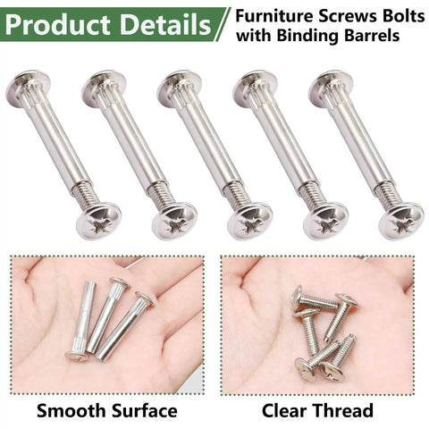130 Piece M4 Furniture Connector Bolts And Cap Nuts Kit For Wood Cabinets Panels Doors Bookshelves Cribs Nickel Plated Iron Rust Resistant Durable Fasteners Set
