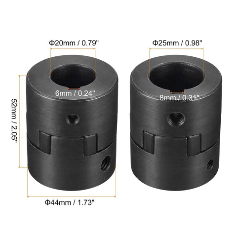 Flexible Coupling Shaft 20mm To 25mm Bore, 52mm Length, 44mm Outer Diameter, 6mm Or 8mm Slot, Motor Coupler Joint For Servo Stepper Encoder