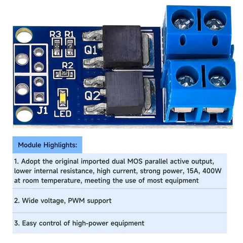 Dual MOSFET Beefed-Up High Power Motor Controller Drive Module with connectors and components visible on board