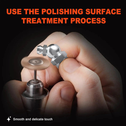 Polishing a fitting from All In One 505 Piece Grease Fittings Kit For Gearheads With Metric And SAE Zerk Assortment