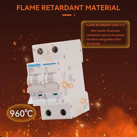 2 Pole Miniature Circuit Breaker 20A C20 6KA Breaking Capacity 110-240V AC Thermal Magnetic Trip Heavy Duty For Solar Systems Home Electrical Panels And RV Setups with fire resistance properties