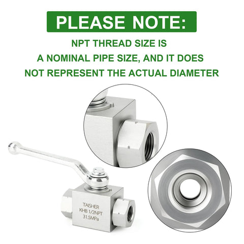 TAISHER 1/2'' NPT high-pressure hydraulic ball valve with lever, carbon steel, 2-way shut-off