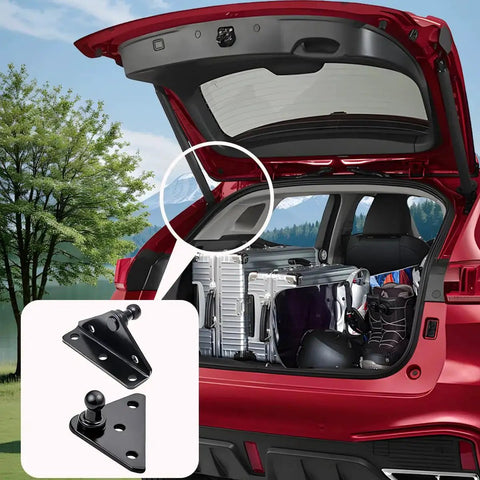 10Mm Ball Stud Mounting Bracket Kit 4 Flat Type Mounts With 16 Screws Beefy Iron Construction installed in SUV trunk
