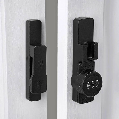 Matte Black 180 Degree Barn Door Lock With 3 Digit Keyless Password Latch Flip Lock for Privacy on Barn Doors Cabinets Windows Garden