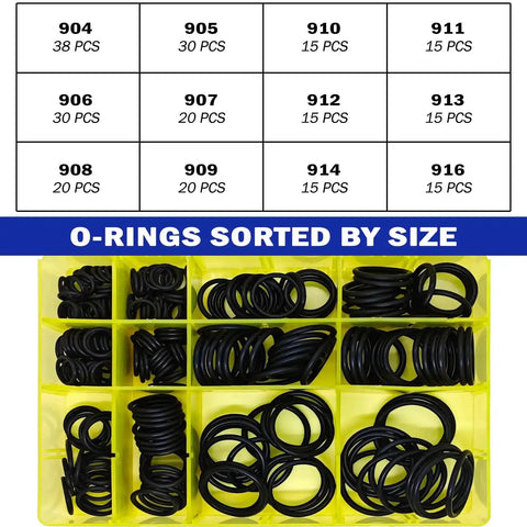 Hydraulic O Ring Kit With 12 Sizes For ORB Fittings SAE 900 Series Buna N 90 Durometer Hose Seals And Replacement Pack