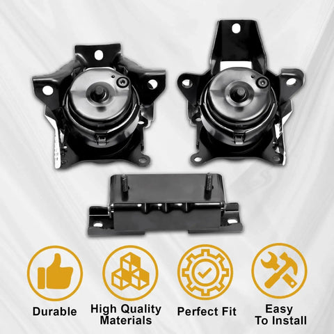 All In One Front Left And Right Engine Motor Mount And Transmission Mount Kit Three Piece Set For 2014 To 2018 Silverado Sierra 1500 V8 And 2015 To 2020 Escalade Suburban Tahoe Yukon XL 4WD Direct Fit OE Replacement 84175582 84175583 A2638