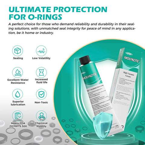 Molykote High Vacuum Grease 150 g tube with teal box, silicone lubricant for vacuum and pressure systems