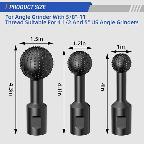Three Size Sphere Rotary Burr Set for Wood Carving and Engraving With 5/8-11 Thread Includes 25mm 30mm 40mm Ball Burrs in Carbide Steel