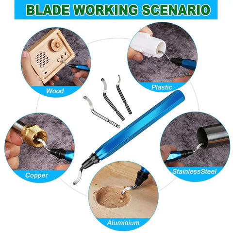 3D Print Deburring Tool Set with 11 High Speed Steel Blades smoothing wood, plastic, copper, stainless steel, and aluminum