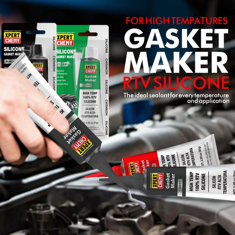 Automotive RTV silicone gasket maker sealant, high temperature, black packaging, multiple tubes shown