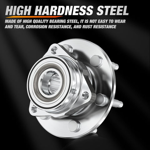 Front Wheel Bearing Hub Assembly 6 Lug Drop In Replacement For Silverado Tahoe Suburban Yukon XL Avalanche Express 1500 1999 To 2006 And Cadillac Escalade 6 Lug OEM 515036 Compatible showing high hardness steel material