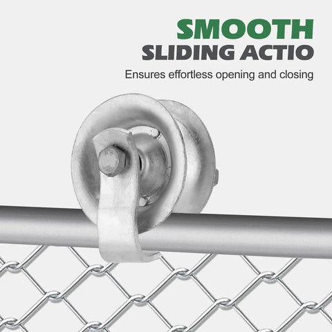 5 Inch Sliding Gate Rollers Galvanized Steel For One And Five Eighths Inch Pipe Track Pack Of Two Durable For Smooth Low Resistance Gate Operation And Long Lasting Corrosion Resistant Performance mounted on pipe track