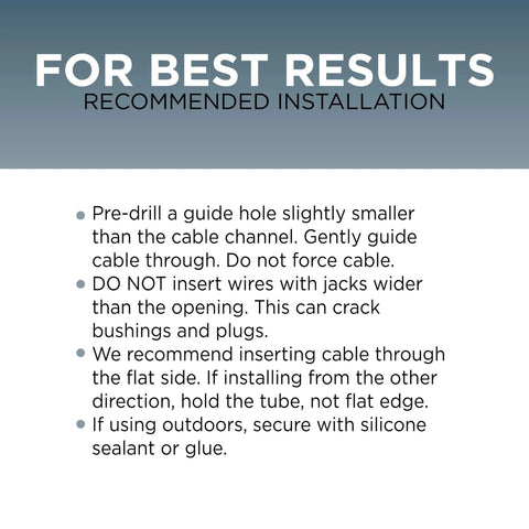 Dual Feed Through Bushing For RG6 Coaxial Cable Pass Through Grommet For Walls And Cabinets Indoor Outdoor White 10 Pack installation instructions