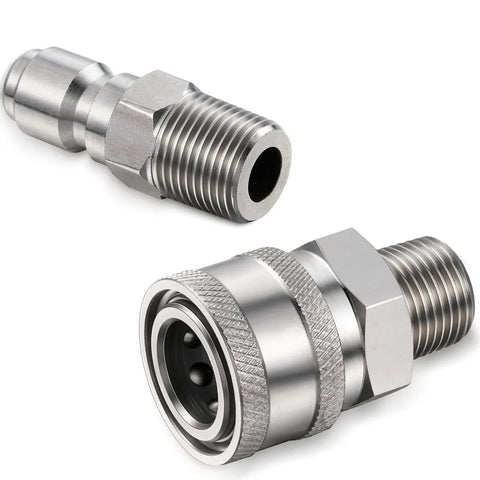 4 Pack 1/4 Inch Pressure Washer Quick Connect Fittings Kit With Male And Female Couplers And Plugs NPT Compatible External Thread Adapters