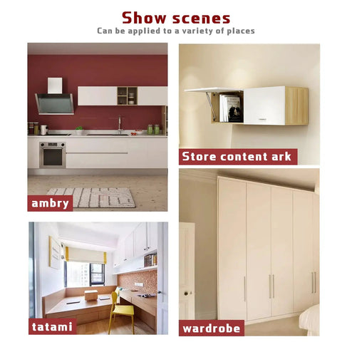 Kitchen and storage spaces showing where Heavy Duty Soft Close Lid Support Hinges can be installed, including cabinets and wardrobes.