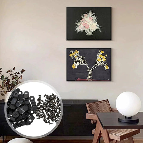 100 Piece Metal Picture Frame Turn Button Fasteners With Screws For Hanging Photos Posters Drawings And Crafts Backing Clips Black