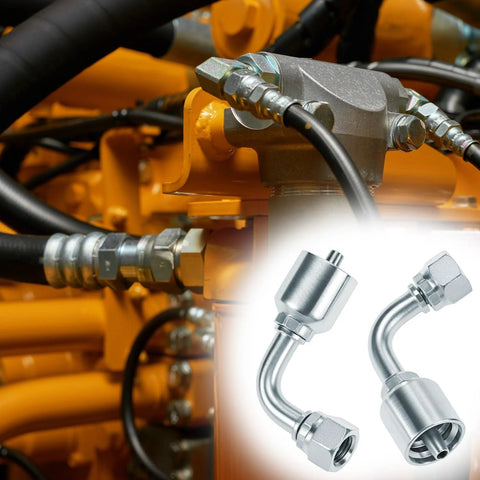 QWORK 10-pack 1/4 in JIC 37° female 90° hydraulic hose fittings, chrome-plated steel, for hose repair