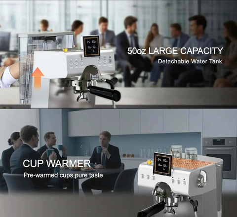 20 Bar Espresso Machine With Steam Milk Frother, Stainless Steel Coffee Maker With LED Display for home and office setting.