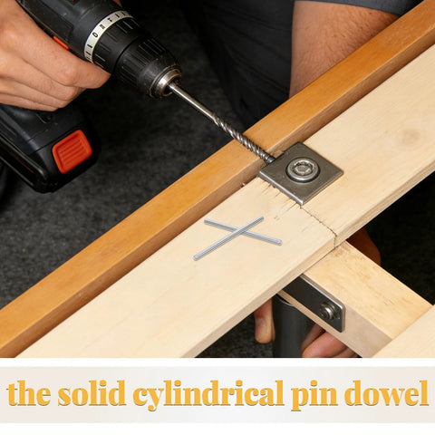50 Pcs Dowel Pins Cylindrical Fastening Pins M3 Precision Stainless Steel Pegs for machinery and cabinet mounting visible on wood