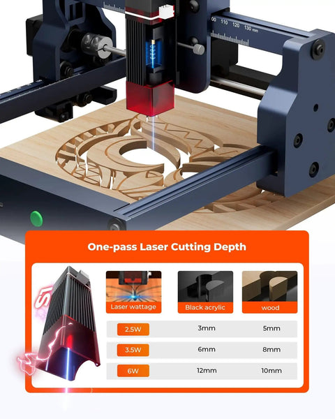 Powerful 6000mW Desktop Laser Engraver With 130x130mm Working Area And 0.04mm Spot, S1 Model engraving wood with laser software