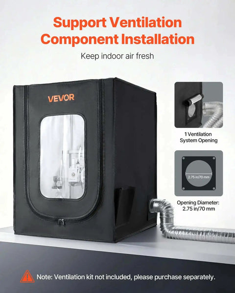 Dustproof Waterproof 3D Printer Enclosure with ventilation opening and connectors, compatible with Creality and ELEGOO printers.