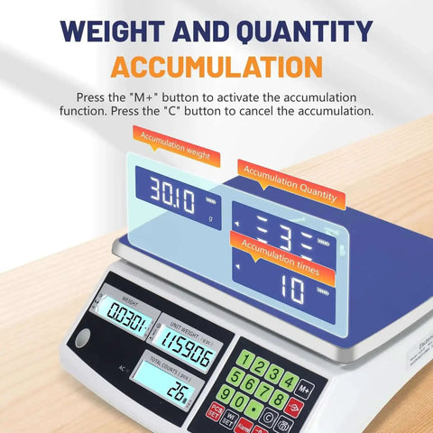 Heavy Duty Digital Counting Scale 30Kg 66Lb With Zero Point One Gram Precision For Coins And Parts on a table