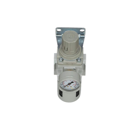 PneumaticPlus SAW400-N04BG air filter regulator piggyback combo with gauge, poly bowl, mounting bracket, 1/2-in NPT