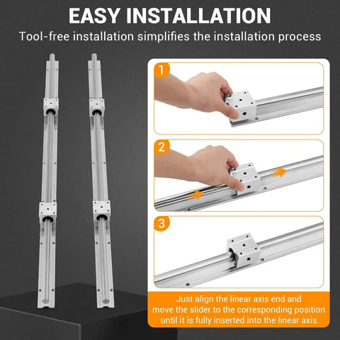 Aluminum Alloy Linear Guide Rail Kit 2 Pack SBR 16 800mm Round Rails For Smooth Motion High Hardness Wear Resistant And Stable Performance