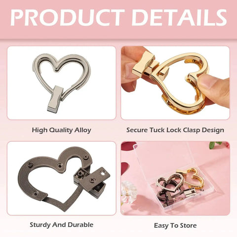 Dope Heart Purse Twist Lock Closures Set For Bags 3 Pack In Black Light Gold And Platinum Metal Turn Lock Fasteners