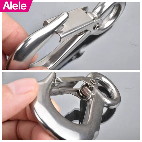 Close-up of 304 Stainless Steel Grab And Slip Hook Rigging Accessory With Spring Loaded Latch, ideal for lifting up to 440 lbs.