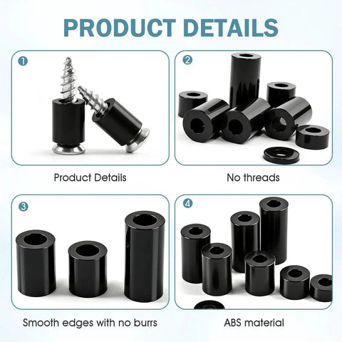 395 Pack Black Nylon Spacer Kit For PCB Standoffs And Electronics Mounting Non Threaded Round Spacers for Circuit Boards
