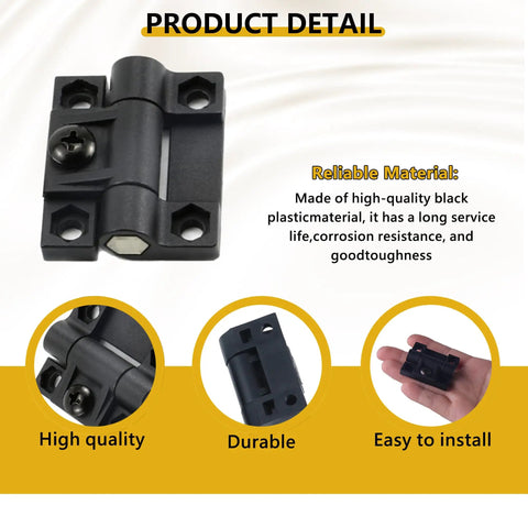 4 Pack Adjustable Torque Hinges Black Plastic Friction Hinges With 4 Countersunk Holes 43mm By 36mm E6 10 301 20