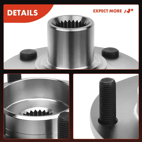 Front Wheel Bearing And Hub Kit For Ford Focus 2000 2011 4 Lug Direct Fit Replacement with visible close-up on threads and studs.