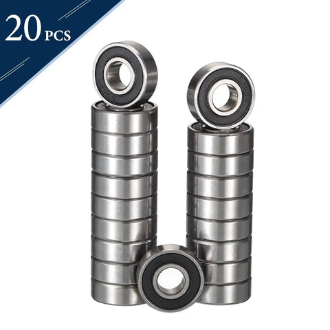 Set of 20 Miniature Deep Groove Ball Bearings 695-2RS, 5x13x4mm, double rubber sealed, chrome steel GCr15, ideal for RC drones.
