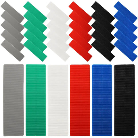 Bulk 300 Piece Plastic Flat Shim Set For Leveling And Tile Installation Color Coded By Thickness From 1mm To 6mm With Grey Green White Red Blue Black Shims