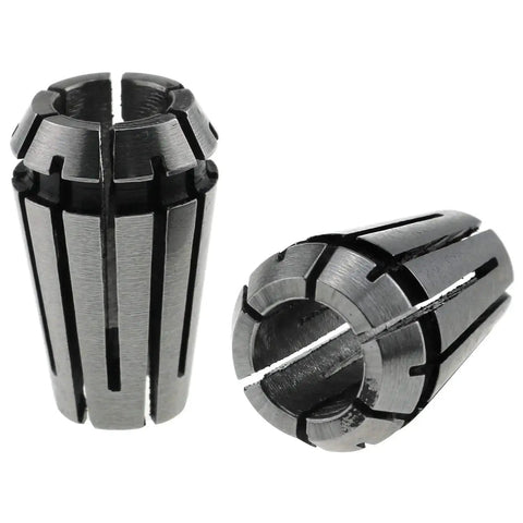 Two ER11 collet chucks for CNC milling, 1/4 inch, 65Mn steel, showcasing their high precision spring collets bit holders.