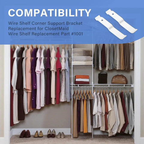 Heavy Duty White Wire Shelf Corner Brackets Replacement For Adjustable Ventilated Wire Shelving Corner Support in closet
