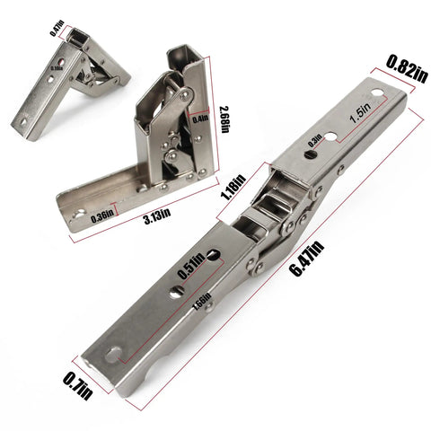 Sleek Invisible Concealed Hydraulic Buffer Cabinet Hinges For Effortless Quiet Closing And Space Saving Design, Built With Heavy Duty Rust Resistant Steel, shown in various views with measurements.