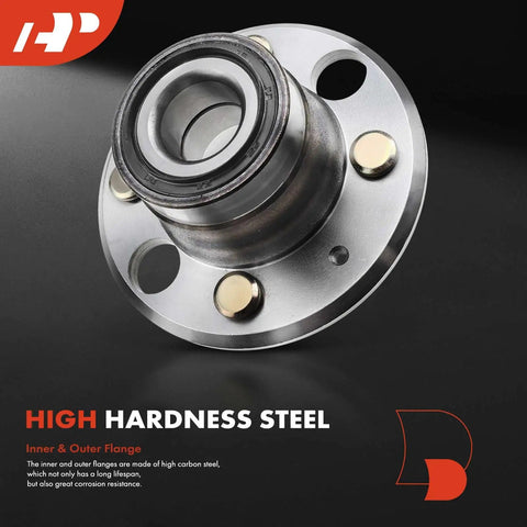 Close-up of high hardness steel 2 X Rear Wheel Bearing And Hub Assembly 4-Lug Kit Fits Honda Civic Del Sol And Acura Integra