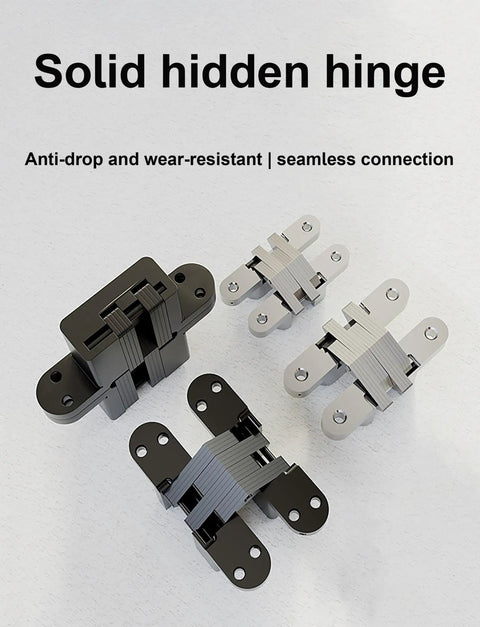 Hidden Cross Hinge 2 Pack Invisible Concealed Hinges For Cabinets And Cupboards 180 Degree Folding Doors Quiet Roller Track Zinc Alloy Rust Resistant Black Includes Screws