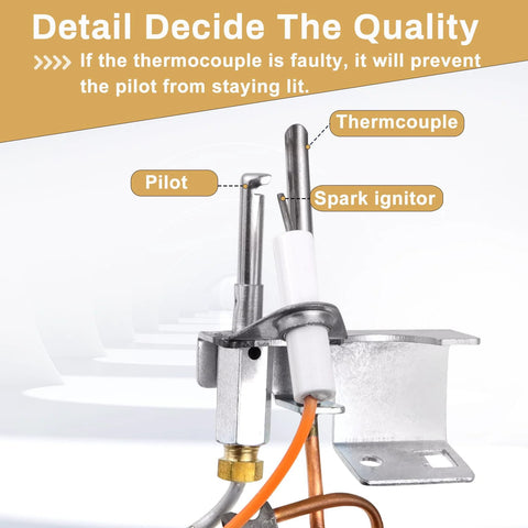 Natural gas pilot assembly for Reliance/A.O.Smith/Kenmore/State water heater, with thermocouple and spark igniter