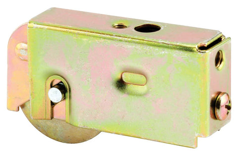 1-1/2 Inch Steel Roller Assembly With Ball Bearing And Plain Back Housing For Sliding Patio Doors, Yellow Zinc Finish