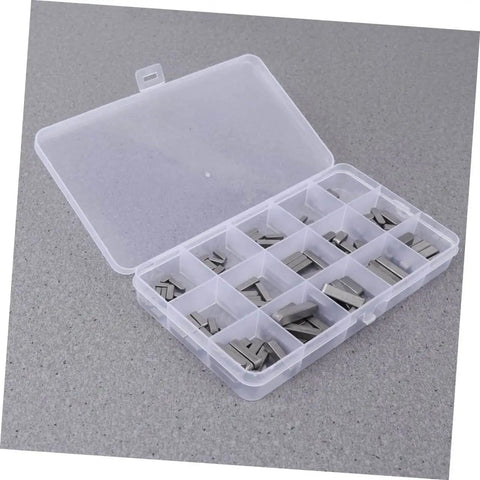 Pro Grade Square Parallel Pin Set With Flat Head Machine Pins, 140-Piece Assortment in clear storage case